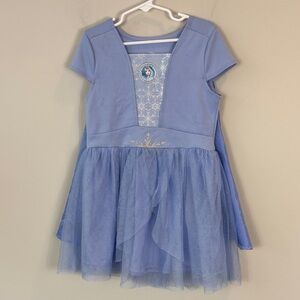 Frozen II Elsa Disney Blue Princess Dress with Tulle Skirt and cape girls size 6